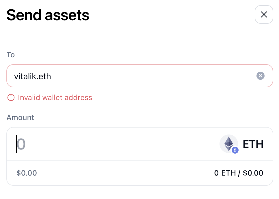 Status Wallet doesn't allow ENS name as recipient in the send flow